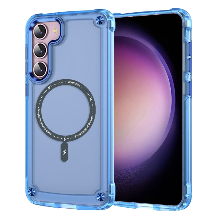 For Samsung Galaxy S22 5G Skin Feel TPU + PC MagSafe Magnetic Phone Case(Transparent Blue) - Galaxy S22 5G Cases by PMC TechLife | Online Shopping South Africa | PMC TechLife
