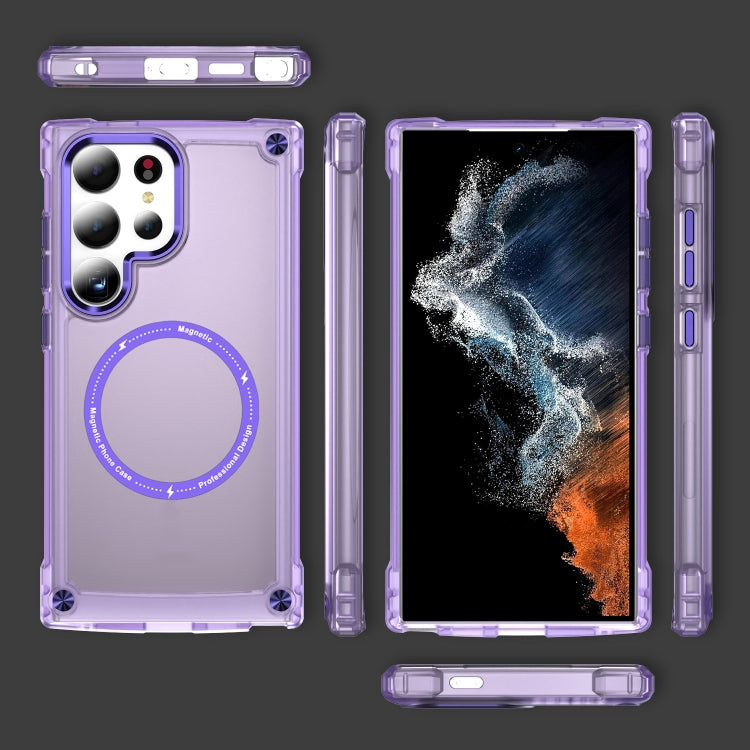 For Samsung Galaxy S24 Ultra 5G Skin Feel TPU + PC MagSafe Magnetic Phone Case(Transparent Purple) - Galaxy S24 Ultra 5G Cases by PMC TechLife | Online Shopping South Africa | PMC TechLife