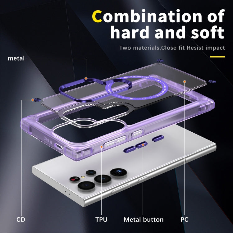 For Samsung Galaxy S24 Ultra 5G Skin Feel TPU + PC MagSafe Magnetic Phone Case(Transparent Purple) - Galaxy S24 Ultra 5G Cases by PMC TechLife | Online Shopping South Africa | PMC TechLife