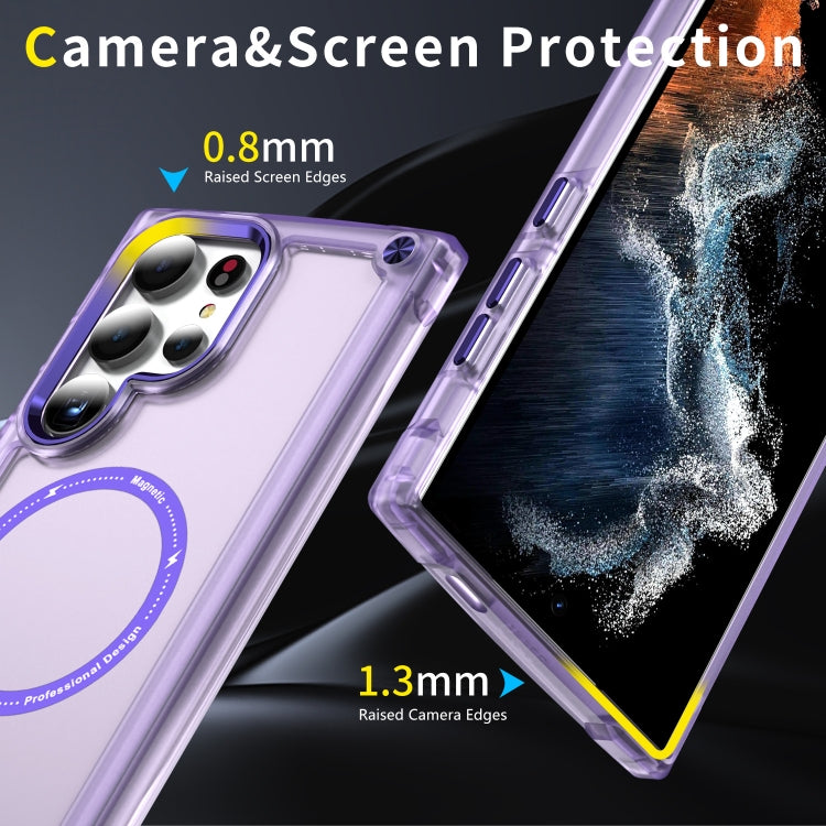 For Samsung Galaxy S24 Ultra 5G Skin Feel TPU + PC MagSafe Magnetic Phone Case(Transparent Purple) - Galaxy S24 Ultra 5G Cases by PMC TechLife | Online Shopping South Africa | PMC TechLife