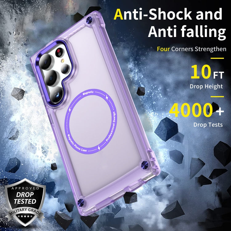 For Samsung Galaxy S24 Ultra 5G Skin Feel TPU + PC MagSafe Magnetic Phone Case(Transparent Purple) - Galaxy S24 Ultra 5G Cases by PMC TechLife | Online Shopping South Africa | PMC TechLife