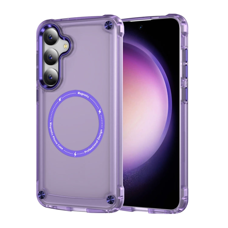 For Samsung Galaxy S24+ 5G Skin Feel TPU + PC MagSafe Magnetic Phone Case(Transparent Purple) - Galaxy S24+ 5G Cases by PMC TechLife | Online Shopping South Africa | PMC TechLife