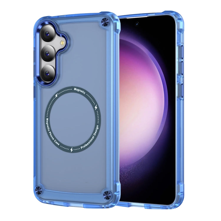 For Samsung Galaxy S24 5G Skin Feel TPU + PC MagSafe Magnetic Phone Case(Transparent Blue) - Galaxy S24 5G Cases by PMC TechLife | Online Shopping South Africa | PMC TechLife