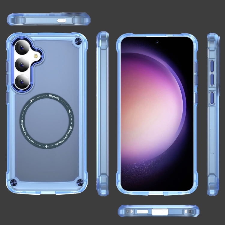 For Samsung Galaxy S24 5G Skin Feel TPU + PC MagSafe Magnetic Phone Case(Transparent Blue) - Galaxy S24 5G Cases by PMC TechLife | Online Shopping South Africa | PMC TechLife