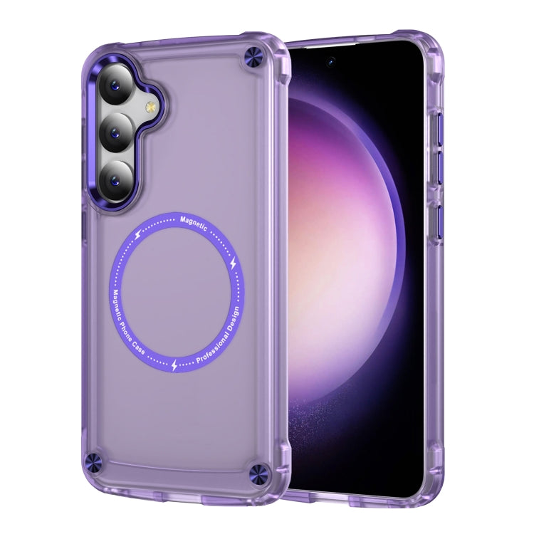 For Samsung Galaxy S24 5G Skin Feel TPU + PC MagSafe Magnetic Phone Case(Transparent Purple) - Galaxy S24 5G Cases by PMC TechLife | Online Shopping South Africa | PMC TechLife