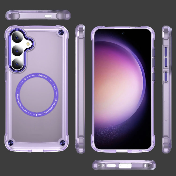 For Samsung Galaxy S24 5G Skin Feel TPU + PC MagSafe Magnetic Phone Case(Transparent Purple) - Galaxy S24 5G Cases by PMC TechLife | Online Shopping South Africa | PMC TechLife
