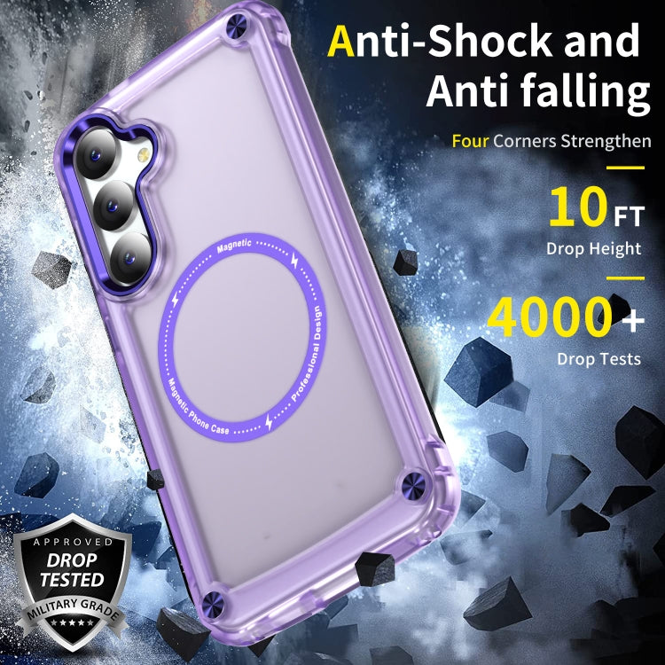 For Samsung Galaxy S24 5G Skin Feel TPU + PC MagSafe Magnetic Phone Case(Transparent Purple) - Galaxy S24 5G Cases by PMC TechLife | Online Shopping South Africa | PMC TechLife
