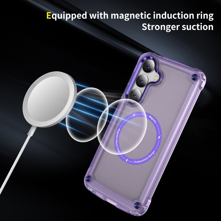 For Samsung Galaxy S24 5G Skin Feel TPU + PC MagSafe Magnetic Phone Case(Transparent Purple) - Galaxy S24 5G Cases by PMC TechLife | Online Shopping South Africa | PMC TechLife