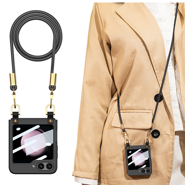 For Samsung Galaxy Z Flip5 GKK Cross-body Ultra-thin PC Phone Case with Strap(Black) - Galaxy Z Flip5 Cases by GKK | Online Shopping South Africa | PMC TechLife