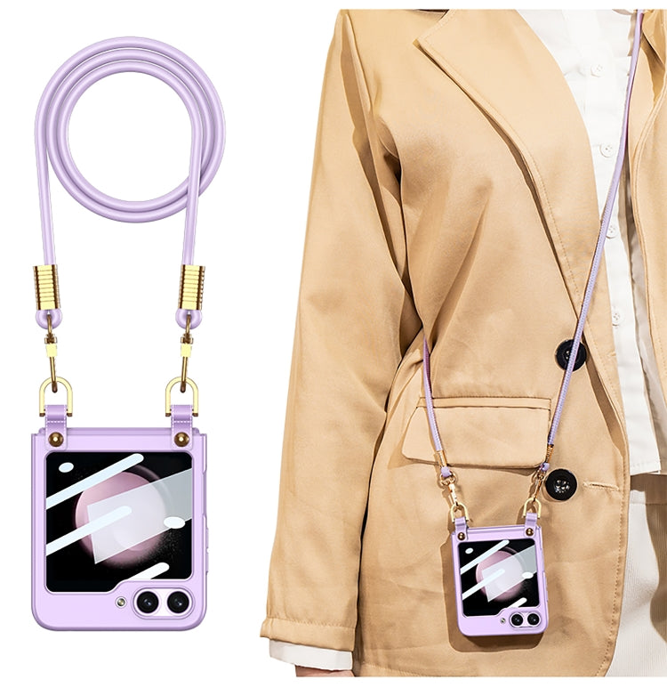 For Samsung Galaxy Z Flip5 GKK Cross-body Ultra-thin PC Phone Case with Strap(Purple) - Galaxy Z Flip5 Cases by GKK | Online Shopping South Africa | PMC TechLife | Buy Now Pay Later Mobicred