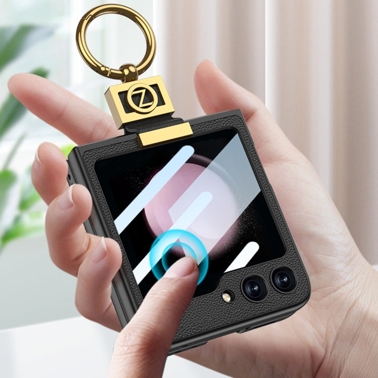 For Samsung Galaxy Z Flip5 GKK Ultra-thin Z Ring Holder Leather Phone Case(Pink) - Galaxy Z Flip5 Cases by GKK | Online Shopping South Africa | PMC TechLife | Buy Now Pay Later Mobicred