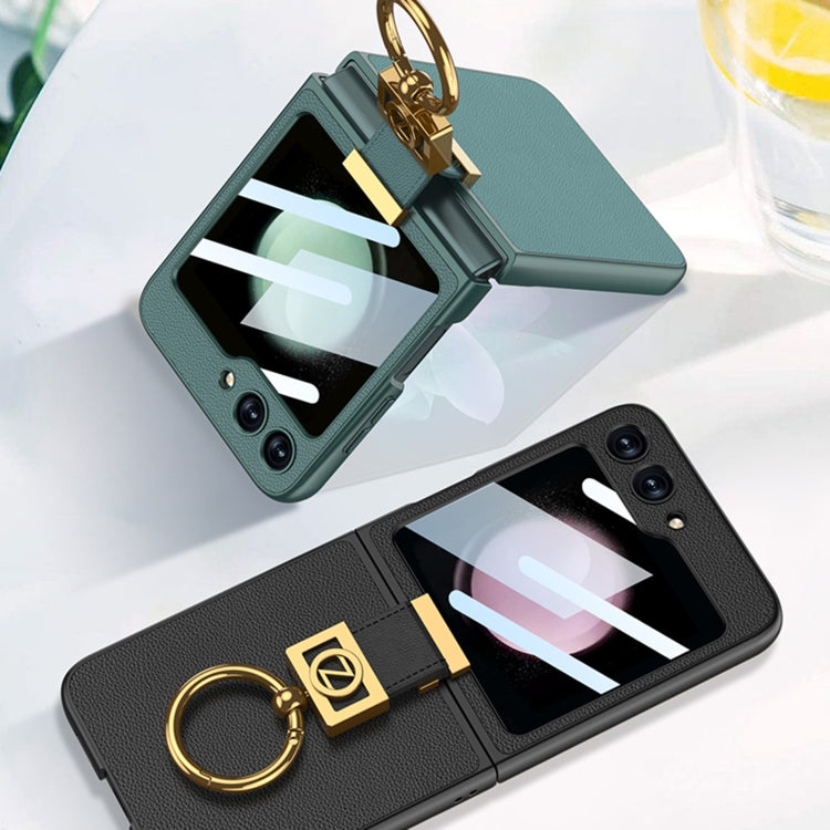 For Samsung Galaxy Z Flip5 GKK Ultra-thin Z Ring Holder Leather Phone Case(Matcha Green) - free shipping - PMC TechLife - Order now!