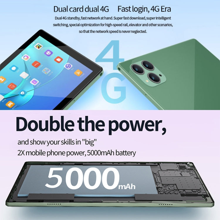 BDF P50 4G LTE Tablet PC 10.1 inch, 8GB+256GB, Android 12 MTK6762 Octa Core, Support Dual SIM, EU Plug(Green) - free shipping - PMC TechLife - Order now!