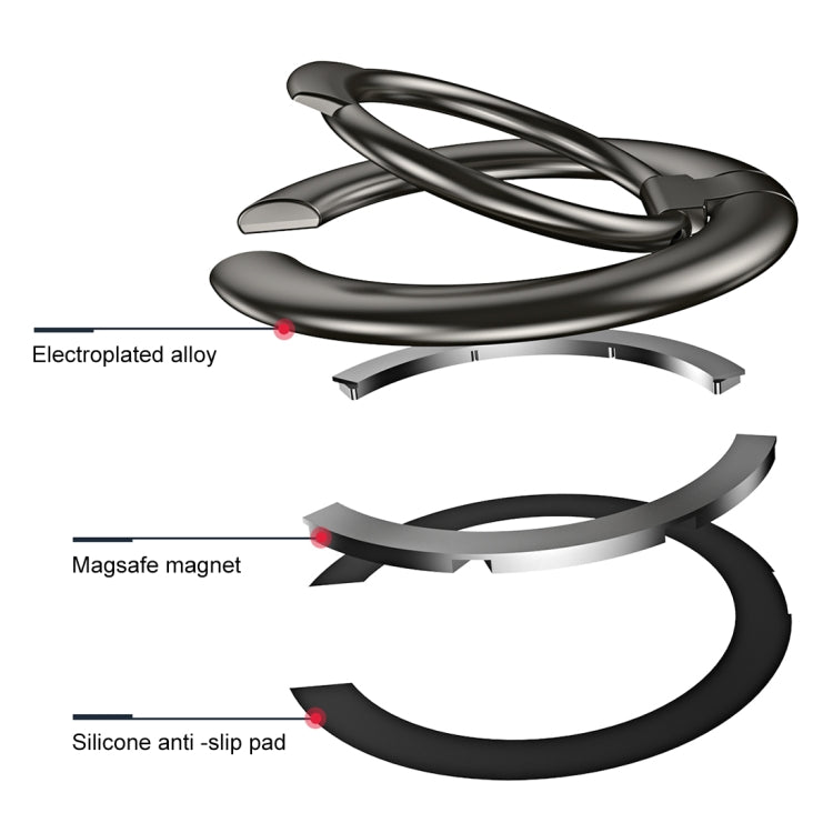 Electroplated Metal Magnetic Ring Holder(Black) - Ring Holder by PMC TechLife | Online Shopping South Africa | PMC TechLife | Buy Now Pay Later Mobicred