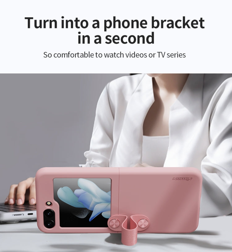 For Samsung Galaxy Z Flip5 NILLKIN Skin Feel Liquid Silicone Phone Case With Finger Strap(Purple) - free shipping - PMC TechLife - Order now!