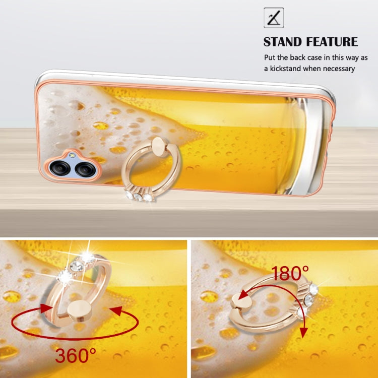 For Samsung Galaxy A04e Electroplating Dual-side IMD Phone Case with Ring Holder(Draft Beer) - free shipping - PMC TechLife - Order now!