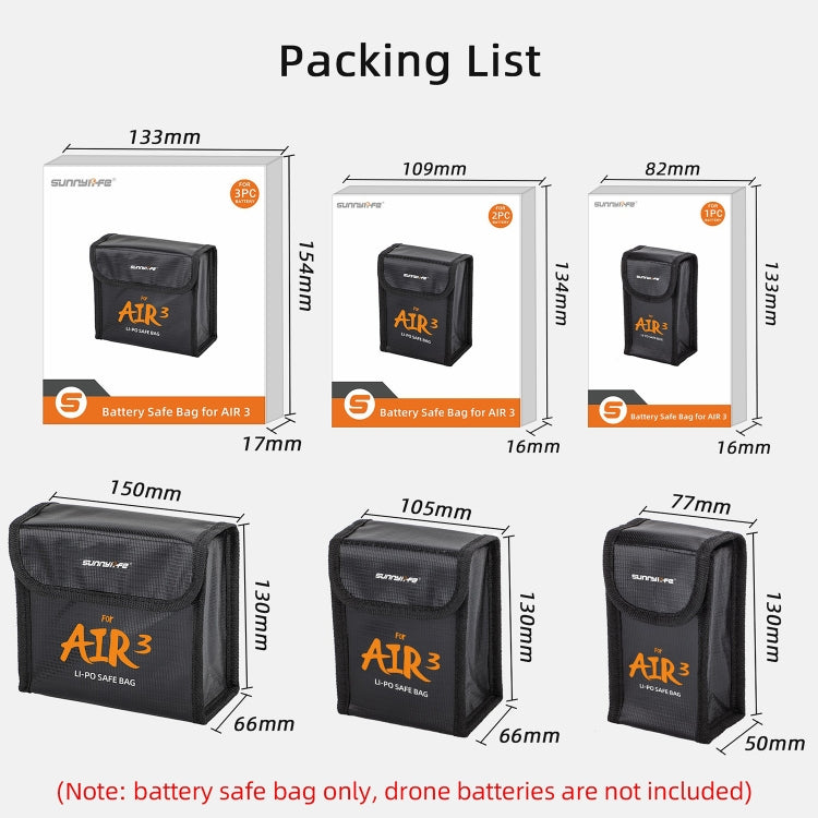 For DJI Air 3 Sunnylife Battery Explosion-proof Safe Bag Protective Li-Po Safe Bag For 1pc Battery - Carry Cases & Bags by Sunnylife | Online Shopping South Africa | PMC TechLife | Buy Now Pay Later Mobicred