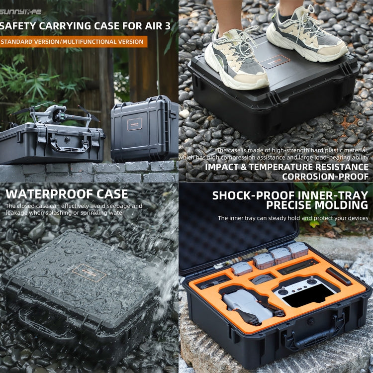 For DJI Air 3 Sunnylife Safety Carrying Case Large Capacity Waterproof Shock-proof Hard Travel Case Multi-battery Flying Version - free shipping - PMC TechLife - Order now!