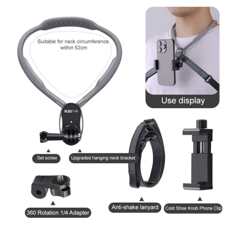 RUIGPRO Lazy Neck Bracket POV View Mount With Phone Clamp & Adapter - Holder by RUIGPRO | Online Shopping South Africa | PMC TechLife