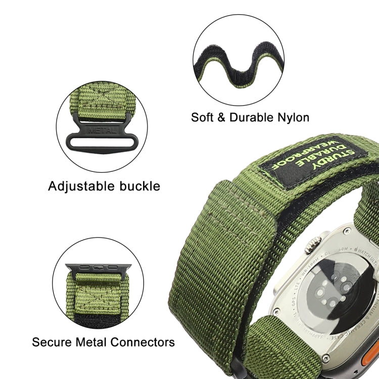 For Apple Watch SE 2023 44mm AW Nylon Two-Section Watch Band(Army Green) - Watch Bands by PMC TechLife | Online Shopping South Africa | PMC TechLife