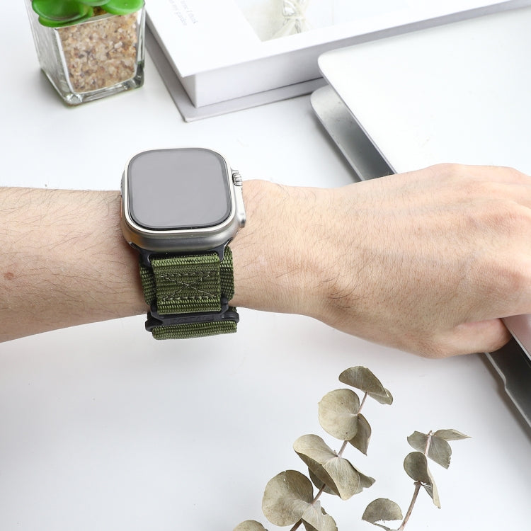 For Apple Watch SE 2023 44mm AW Nylon Two-Section Watch Band(Army Green) - Watch Bands by PMC TechLife | Online Shopping South Africa | PMC TechLife