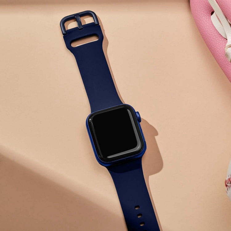 For Apple Watch Series 9 41mm Pin Buckle Silicone Watch Band(Midnight Blue) - Watch Bands by PMC TechLife | Online Shopping South Africa | PMC TechLife