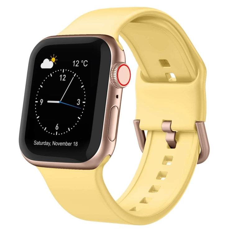 For Apple Watch Series 9 45mm Pin Buckle Silicone Watch Band(Yellow) - Watch Bands by PMC TechLife | Online Shopping South Africa | PMC TechLife