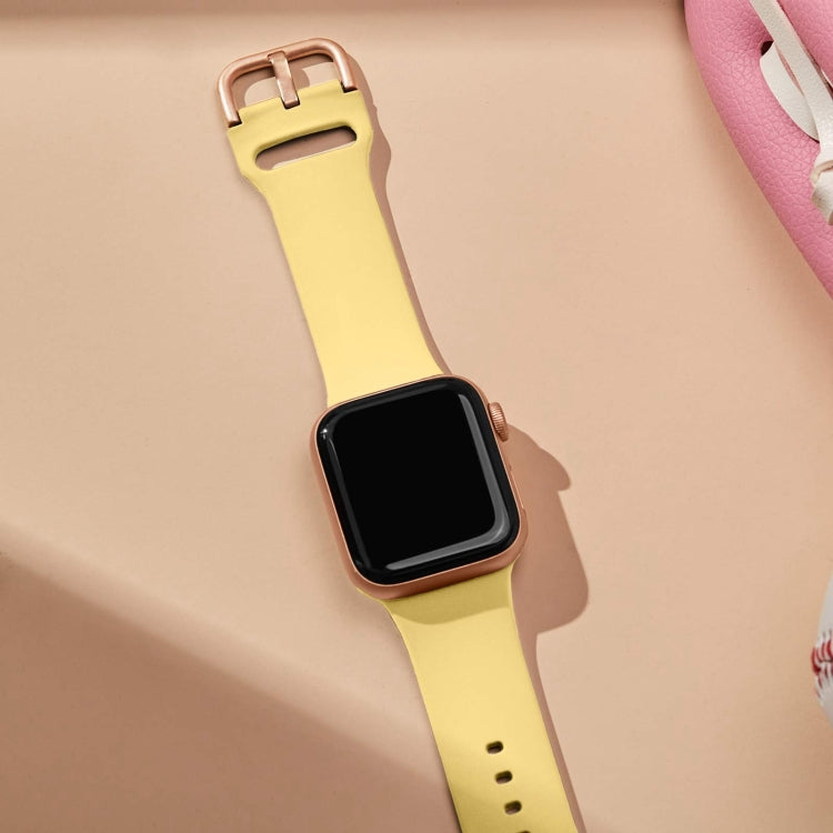 For Apple Watch Series 9 45mm Pin Buckle Silicone Watch Band(Yellow) - Watch Bands by PMC TechLife | Online Shopping South Africa | PMC TechLife