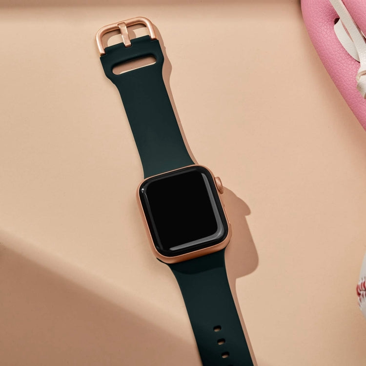 For Apple Watch Series 9 45mm Pin Buckle Silicone Watch Band(Dark Green) - Watch Bands by PMC TechLife | Online Shopping South Africa | PMC TechLife