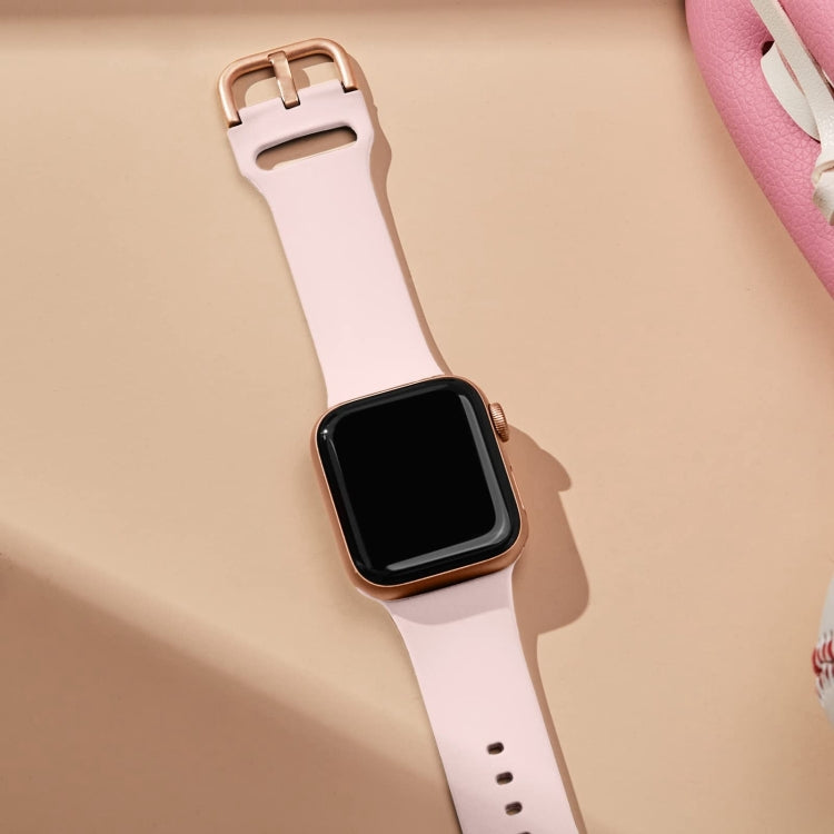 For Apple Watch SE 2023 44mm Pin Buckle Silicone Watch Band(Pink Sand) - Watch Bands by PMC TechLife | Online Shopping South Africa | PMC TechLife