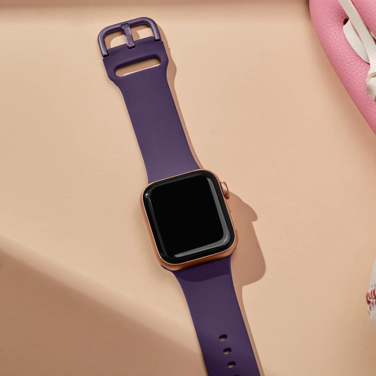 For Apple Watch SE 2023 44mm Pin Buckle Silicone Watch Band(Dark Purple) - Watch Bands by PMC TechLife | Online Shopping South Africa | PMC TechLife