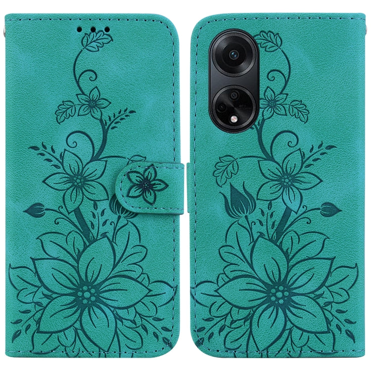 For OPPO A98 5G / F23 5G India Lily Embossed Leather Phone Case(Green) - free shipping - PMC TechLife - Order now!