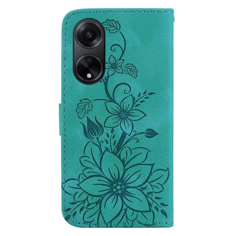 For OPPO A98 5G / F23 5G India Lily Embossed Leather Phone Case(Green) - free shipping - PMC TechLife - Order now!