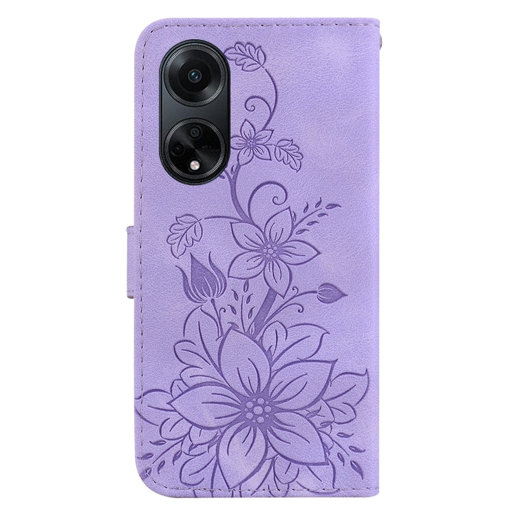 For OPPO A98 5G / F23 5G India Lily Embossed Leather Phone Case(Purple) - free shipping - PMC TechLife - Order now!