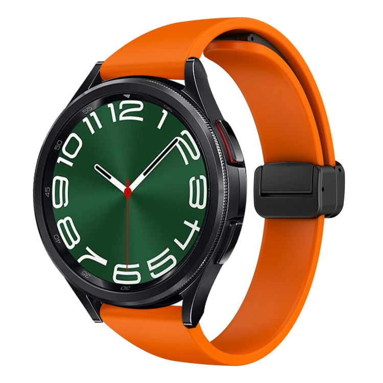 For Samsung Galaxy Watch 6 / 6 Classic Magnetic Black Buckle Slim Silicone Watch Band(Orange) - Watch Bands by PMC TechLife | Online Shopping South Africa | PMC TechLife