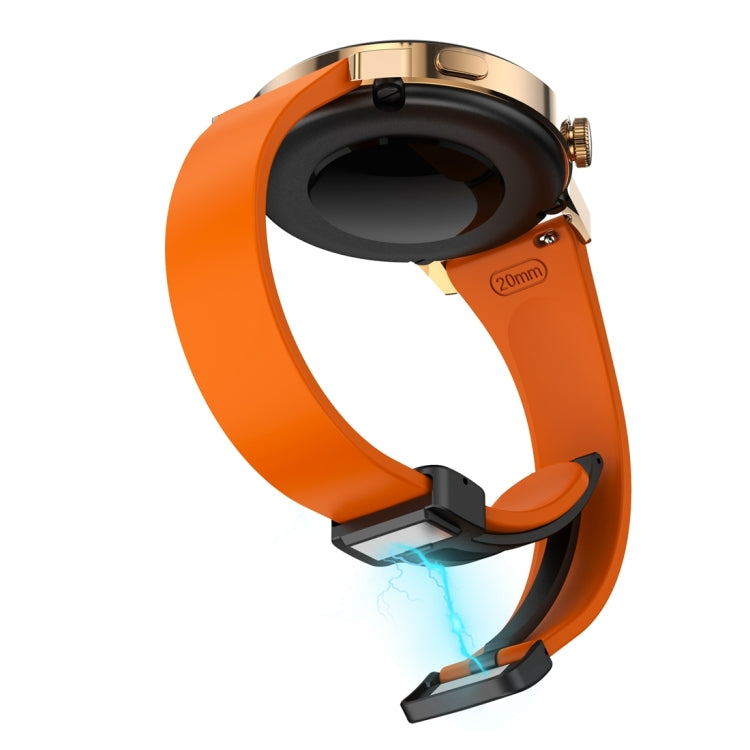 For Samsung Galaxy Watch 6 / 6 Classic Magnetic Black Buckle Slim Silicone Watch Band(Orange) - Watch Bands by PMC TechLife | Online Shopping South Africa | PMC TechLife