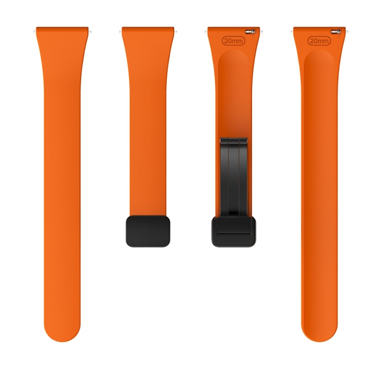 For Samsung Galaxy Watch 6 / 6 Classic Magnetic Black Buckle Slim Silicone Watch Band(Orange) - Watch Bands by PMC TechLife | Online Shopping South Africa | PMC TechLife