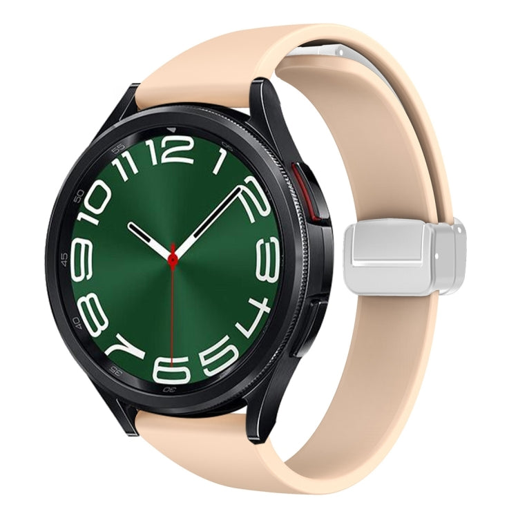 For Samsung Galaxy Watch 6 / 6 Classic Magnetic Silver Buckle Slim Silicone Watch Band(Pink) - Watch Bands by PMC TechLife | Online Shopping South Africa | PMC TechLife