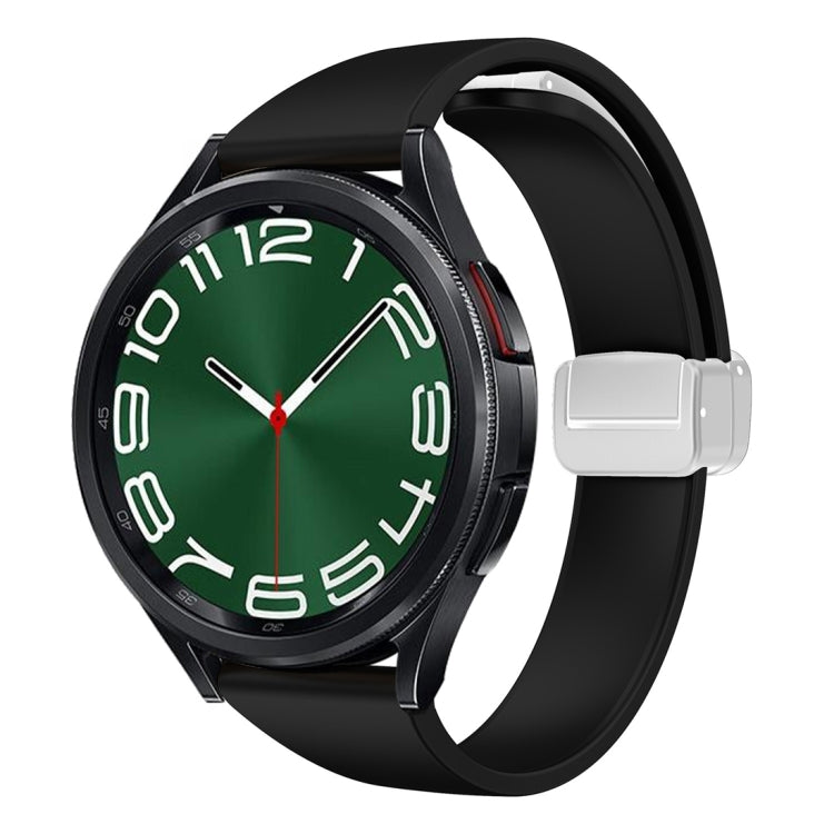 For Samsung Galaxy Watch 6 / 6 Classic Magnetic Silver Buckle Slim Silicone Watch Band(Black) - Watch Bands by PMC TechLife | Online Shopping South Africa | PMC TechLife