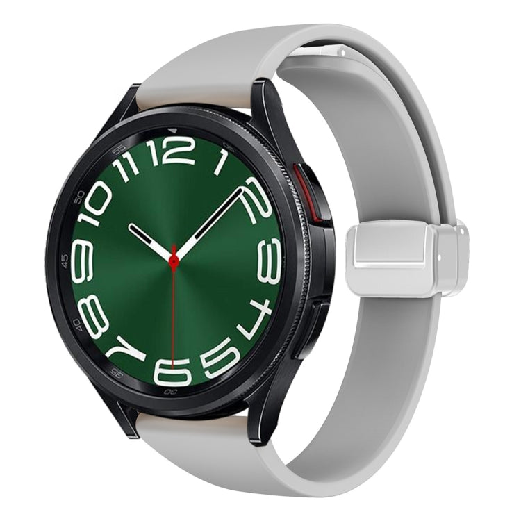 For Samsung Galaxy Watch 6 / 6 Classic Magnetic Silver Buckle Slim Silicone Watch Band(Light Grey) - Watch Bands by PMC TechLife | Online Shopping South Africa | PMC TechLife