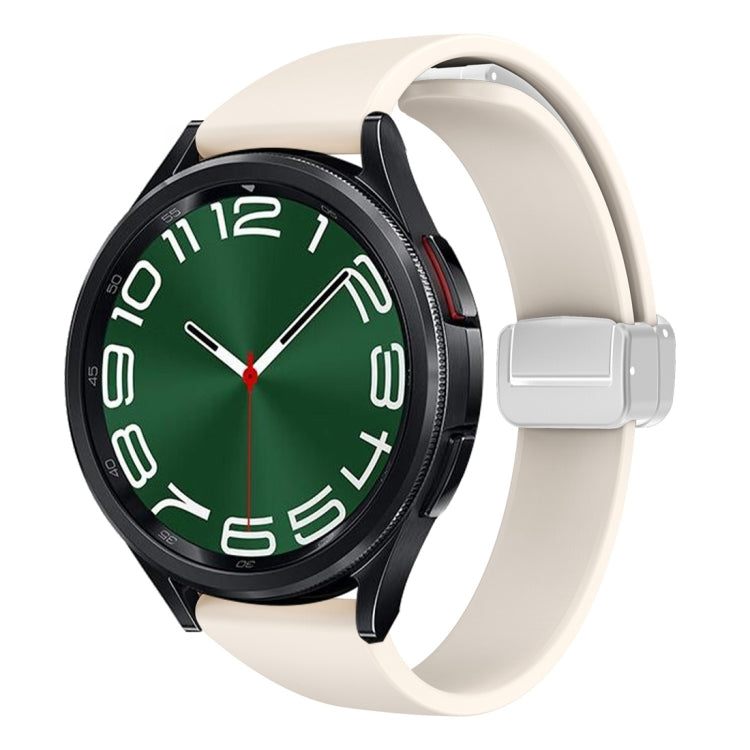 For Samsung Galaxy Watch 6 / 6 Classic Magnetic Silver Buckle Slim Silicone Watch Band(Starlight Color) - Watch Bands by PMC TechLife | Online Shopping South Africa | PMC TechLife