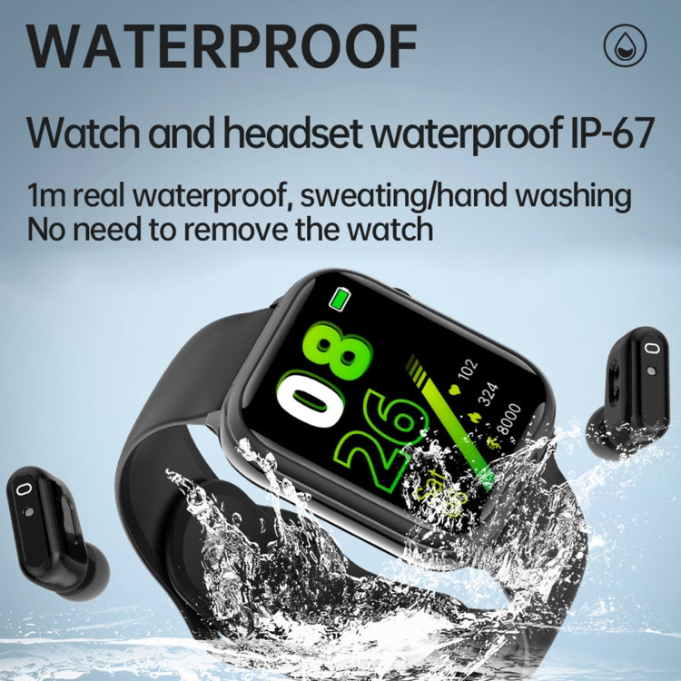 X8S 1.8 inch Screen 2 in 1 TWS Earphone Smart Watch, Support Bluetooth Call / Heart Rate / Blood Oxygen Monitoring(Black) - Smart Watches by PMC TechLife | Online Shopping South Africa | PMC TechLife
