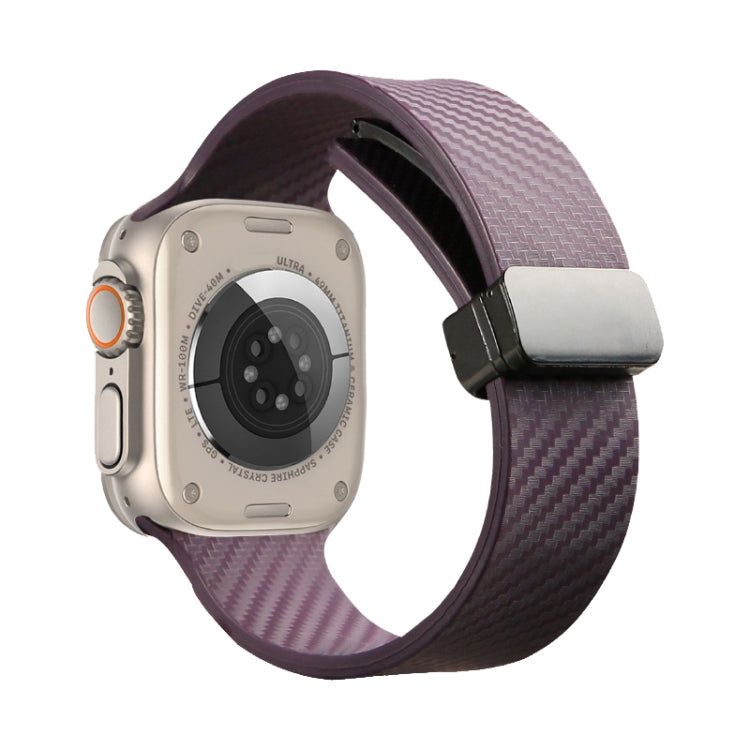 For Apple Watch 2 42mm Carbon Fiber Pattern Magnetic Buckle Silicone Watch Band(Purple) - Watch Bands by PMC TechLife | Online Shopping South Africa | PMC TechLife