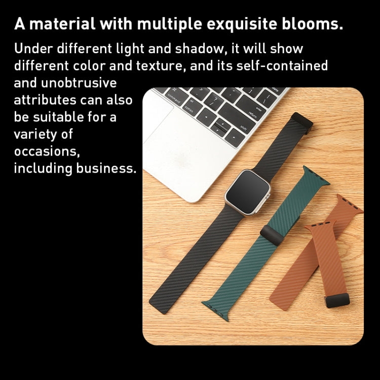 For Apple Watch 9 45mm Carbon Fiber Pattern Magnetic Buckle Silicone Watch Band(Orange) - Watch Bands by PMC TechLife | Online Shopping South Africa | PMC TechLife