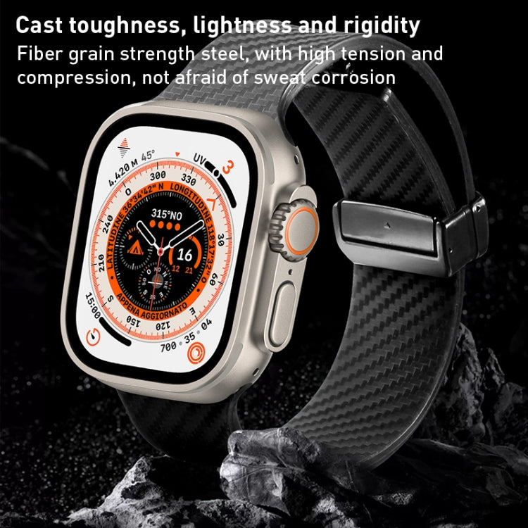 For Apple Watch SE 2023 44mm Carbon Fiber Pattern Magnetic Buckle Silicone Watch Band(Sky Blue) - Watch Bands by PMC TechLife | Online Shopping South Africa | PMC TechLife