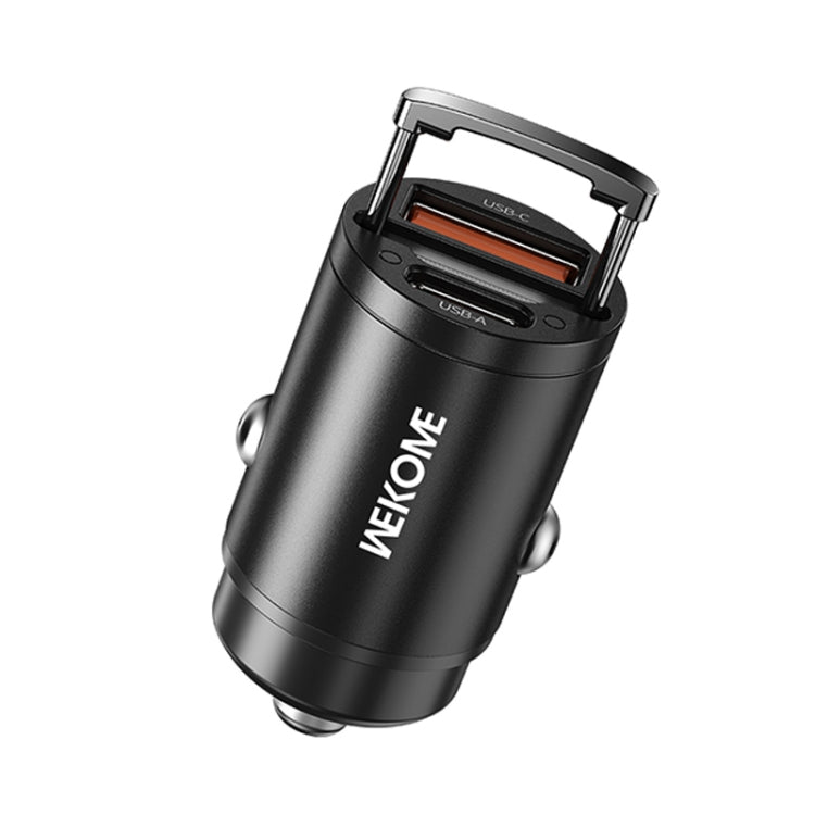WK WP-C48 Mini Invisible Pull Ring 30W USB + USB-C / Type-C Car Charger(Black) - Car Charger by WK | Online Shopping South Africa | PMC TechLife | Buy Now Pay Later Mobicred