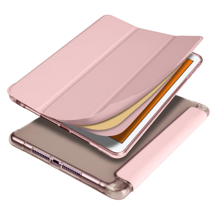 For iPad Mini 5 / Mini 4 3-folding Horizontal Flip PU Leather + Shockproof TPU Case with Holder & Pen Slot(Pink) - iPad mini (2019) / mini 5 Cases by PMC TechLife | Online Shopping South Africa | PMC TechLife | Buy Now Pay Later Mobicred