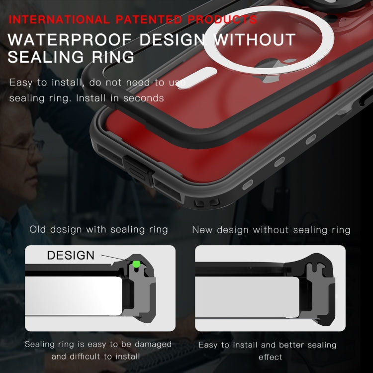 For iPhone 15 Pro RedPepper IP68 Waterproof MagSafe Phone Case(Black) - free shipping - PMC TechLife - Order now!