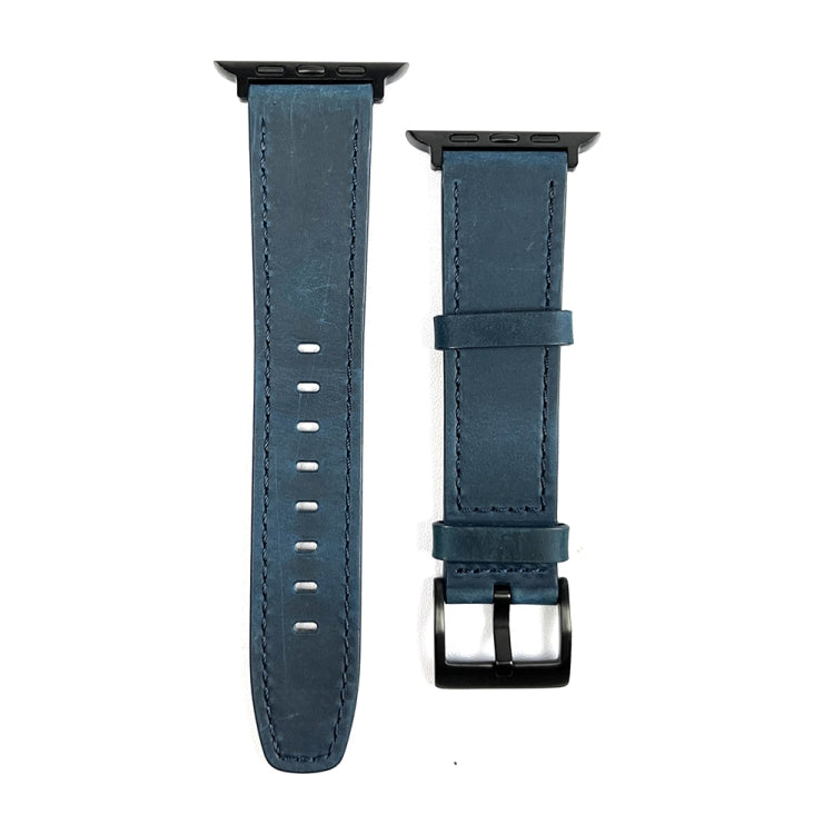 For Apple Watch 9 41mm Retro Texture Leather Watch Band(Blue) - Watch Bands by PMC TechLife | Online Shopping South Africa | PMC TechLife