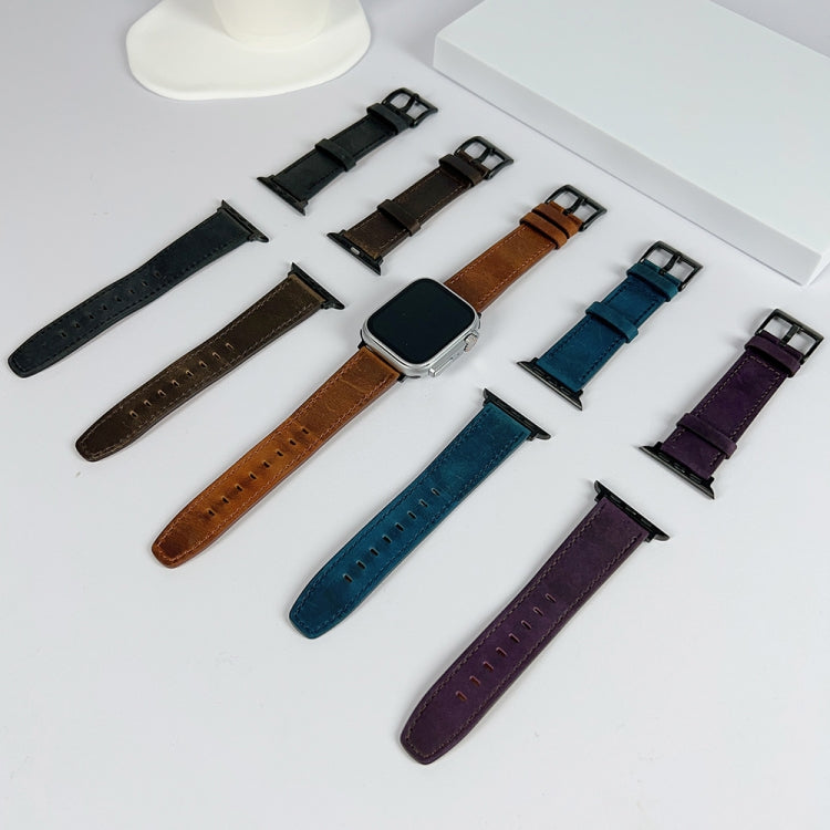 For Apple Watch 9 45mm Retro Texture Leather Watch Band(Coffee Color) - Watch Bands by PMC TechLife | Online Shopping South Africa | PMC TechLife